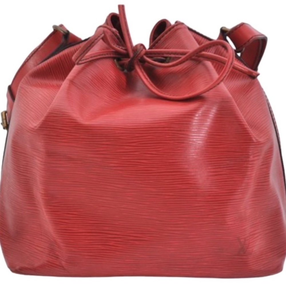 LOUIS Vuitton Petit Noe Red Epi Purse Drawstring Bucket Bag Rare LV Auth Vintage - Picture 6 of 11